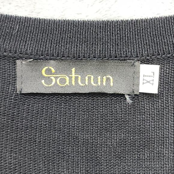 Satuun Sweater Womens XL Black Pure Viscose Lightweight Open Front Crop Cardigan - Picture 3 of 8